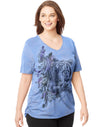 Just My Size Women`s Plus-Size Short-Sleeve V-Neck Graphic T-Shirt with Side Shirring