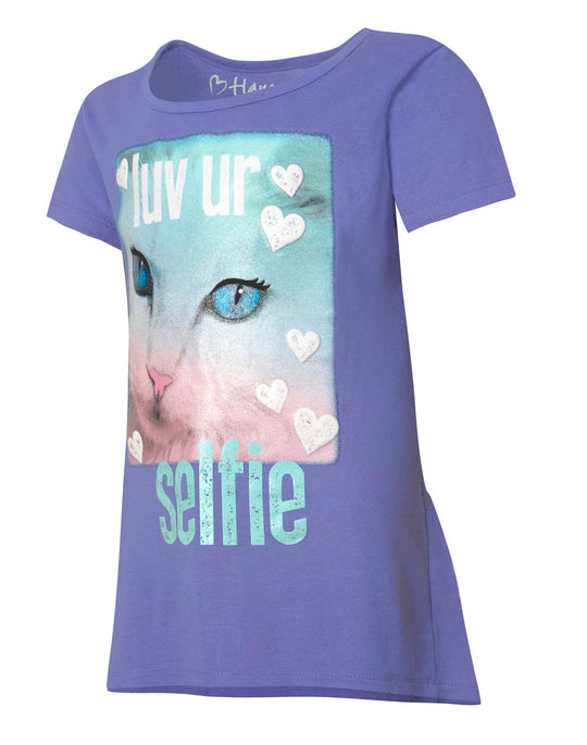 Hanes Girls` Graphic Peplum Short Sleeve T-Shirt