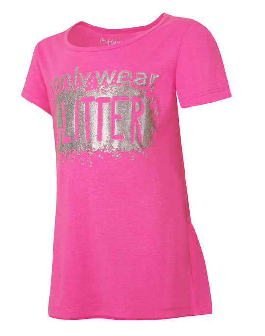 Hanes Girls` Graphic Peplum Short Sleeve T-Shirt
