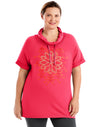 Just My Size Womens Active French Terry Graphic Cowl Tee