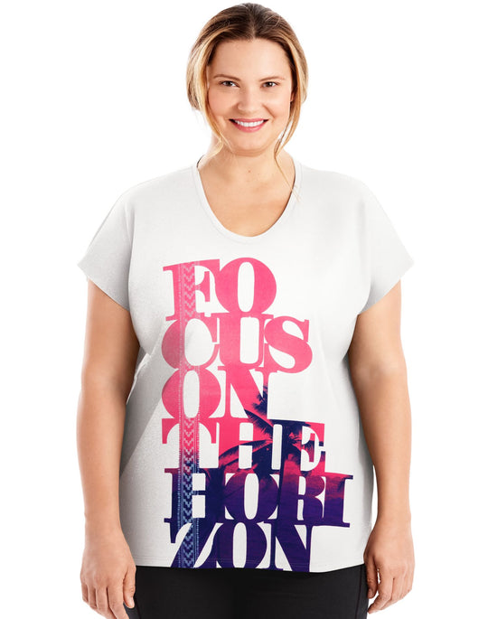 Just My Size Womens Active Dolman Sleeve Graphic Tee