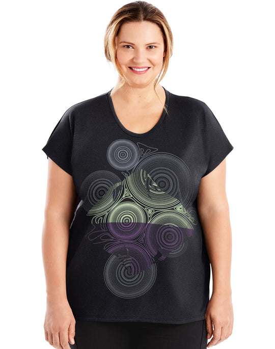 Just My Size Womens Active Dolman Sleeve Graphic Tee