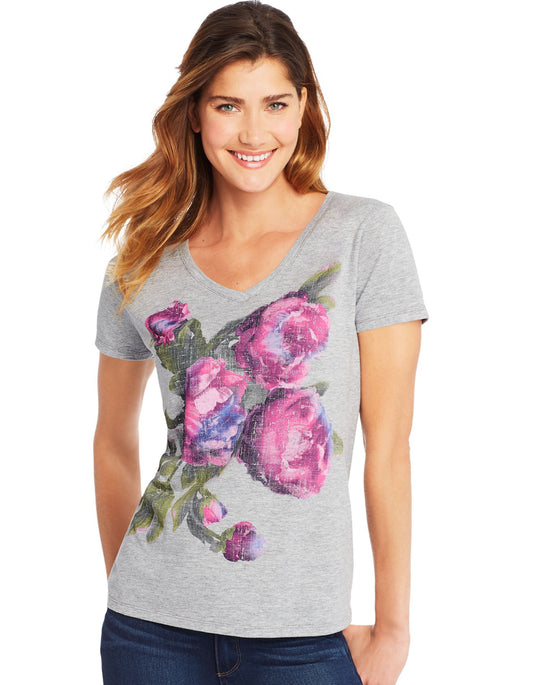 Hanes Womens Short Sleeve V-Neck Tee