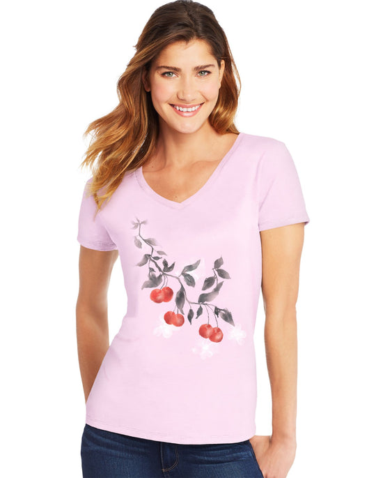 Hanes Womens Short Sleeve V-Neck Tee
