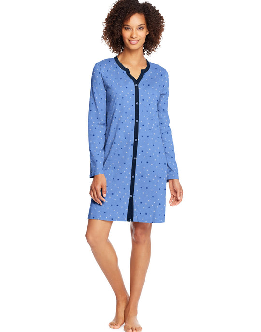 Hanes Womens Faux Button Front Sleepshirt