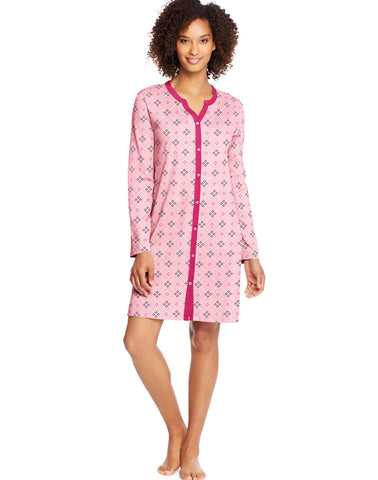 Hanes Womens Faux Button Front Sleepshirt