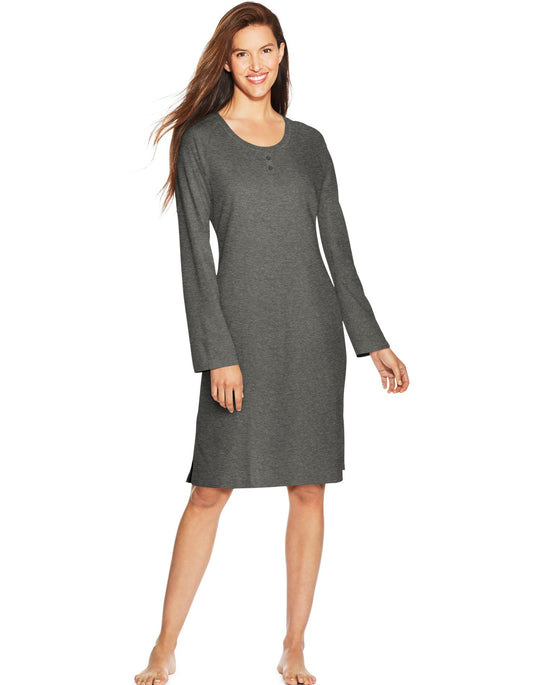 Hanes Womens Faux Henley Sleepshirt