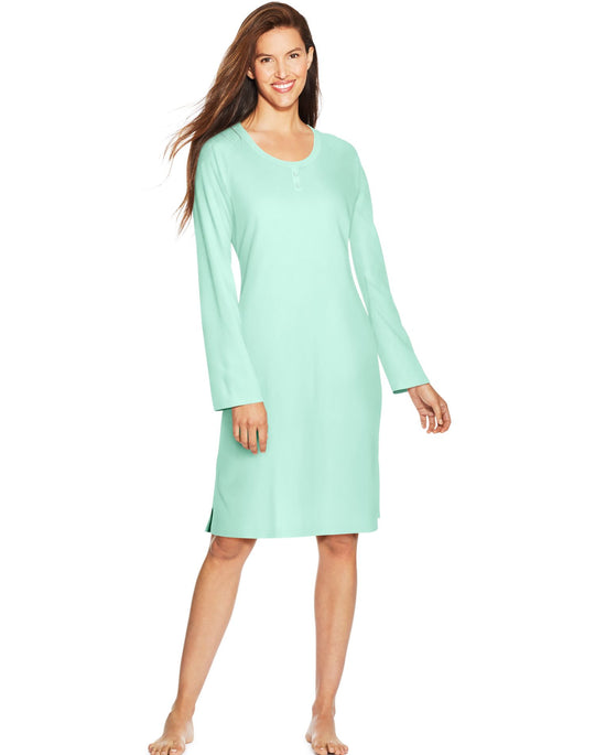 Hanes Womens Faux Henley Sleepshirt