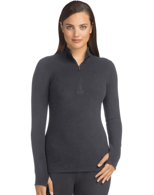 Warm & Cuddly by Cuddl Duds Womens Fleece Mock Zip Jersey