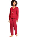 Hanes Womens Plus Knit Notched Collar Top and Pants Sleep Set