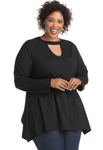 Just My Size Womens Peek-A-Boo Long Sleeve Top