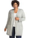 Just My Size Womens Long 2-Pocket Cardigan with Button Detail