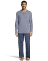 Hanes Mens Henley Crew with Flannel Pant PJ Set