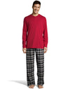 Hanes Mens Henley Crew with Flannel Pant PJ Set
