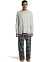 Hanes Mens Henley Crew with Flannel Pant PJ Set