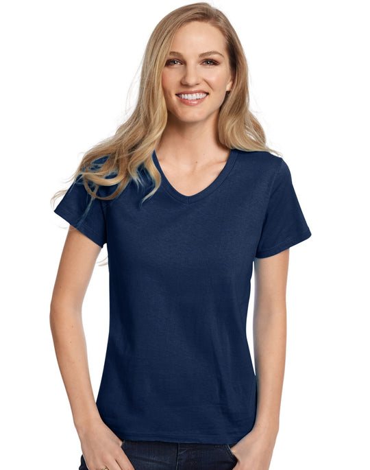 Hanes Womens ComfortSoft Short Sleeve V-neck Tee 2-Pack