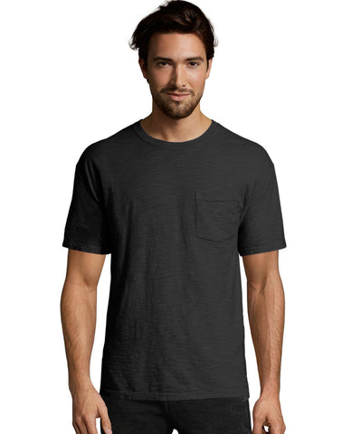 Hanes Mens 1901 Heritage Dyed Short Sleeve Crewneck Pocket Tee