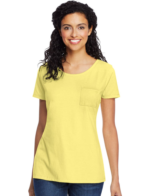 Hanes Womens Lightweight Short Sleeve Pocket Tee