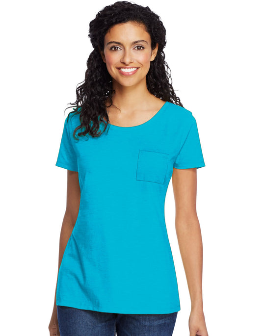 Hanes Womens Lightweight Short Sleeve Pocket Tee