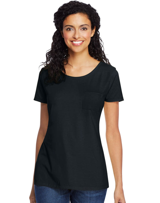 Hanes Womens Lightweight Short Sleeve Pocket Tee