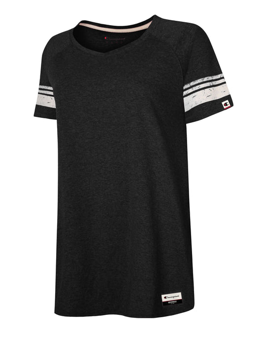 Champion Womens Authentic Originals Triblend Short Sleeve Varsity T-shirt