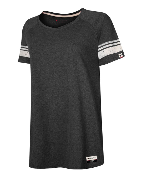 Champion Womens Authentic Originals Triblend Short Sleeve Varsity T-shirt