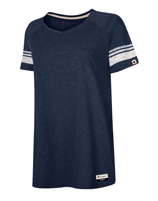 Champion Womens Authentic Originals Triblend Short Sleeve Varsity T-shirt