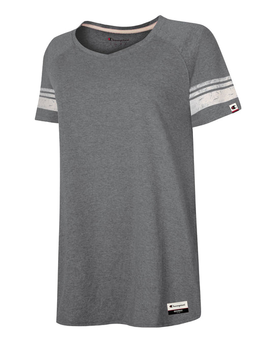 Champion Womens Authentic Originals Triblend Short Sleeve Varsity T-shirt