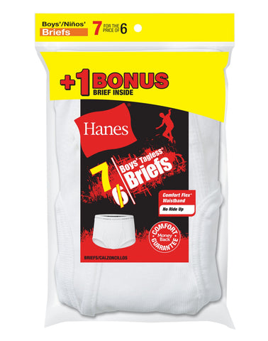 Hanes Boys` TAGLESS 7-Pack White Briefs