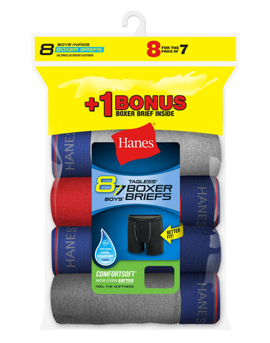 Hanes Boys Cool Comfort 8-Pack Boxer Briefs with Comfort Flex Waistband