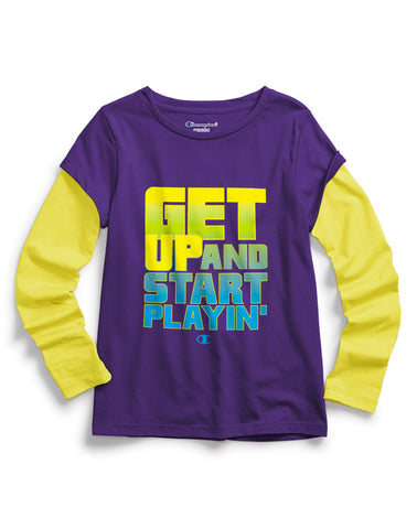 Champion Girl‘s Get Up & Start Playin Hangdown Long-Sleeve Tee