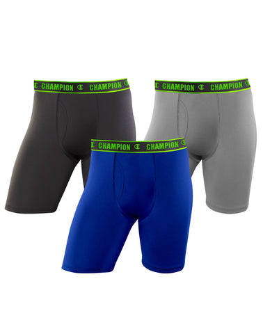 Champion Mens Active Performance 3-Pack Long Leg Boxer Brief
