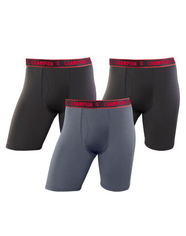 Champion Mens Active Performance 3-Pack Long Leg Boxer Brief