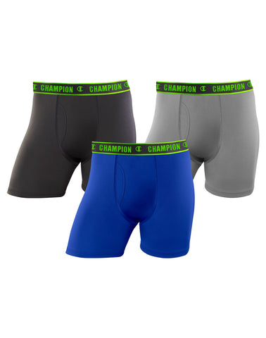 Champion Mens Active Performance 3-Pack Regular Boxer Brief