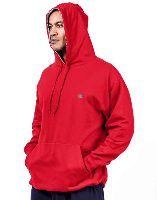 Champion Big & Tall Men`s Pullover Fleece Hoodie with Contrast Liner