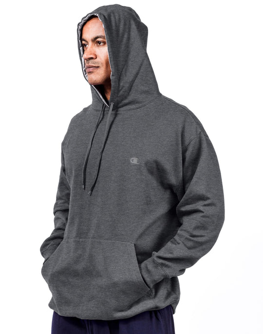 Champion Big & Tall Men`s Pullover Fleece Hoodie with Contrast Liner