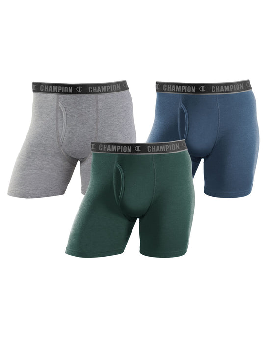 Champion Mens Performance Cotton 3-Pack Regular Boxer Brief