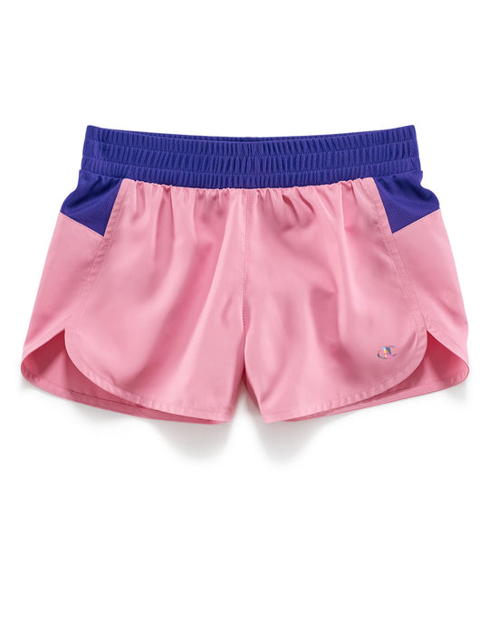 Champion Little Girls Running Shorts With Mesh Accents