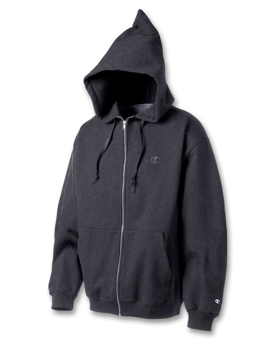 Champion Men`s Super Hood® Full-Zip Hoodie with Small Embroidered C