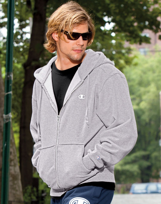 Champion Men`s Super Hood® Full-Zip Hoodie with Small Embroidered C