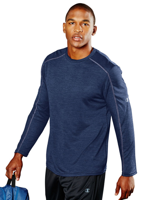 Champion Men`s Heather Stripe Long-Sleeve Tee