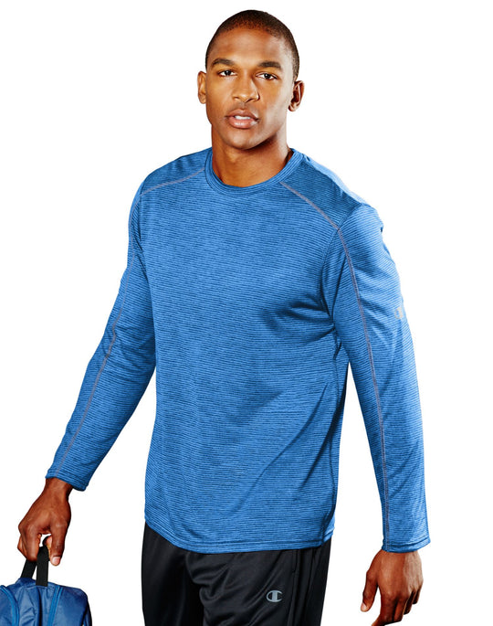 Champion Men`s Heather Stripe Long-Sleeve Tee