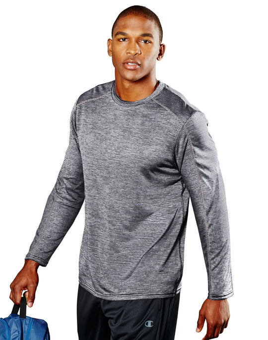 Champion Men`s Heather Stripe Long-Sleeve Tee