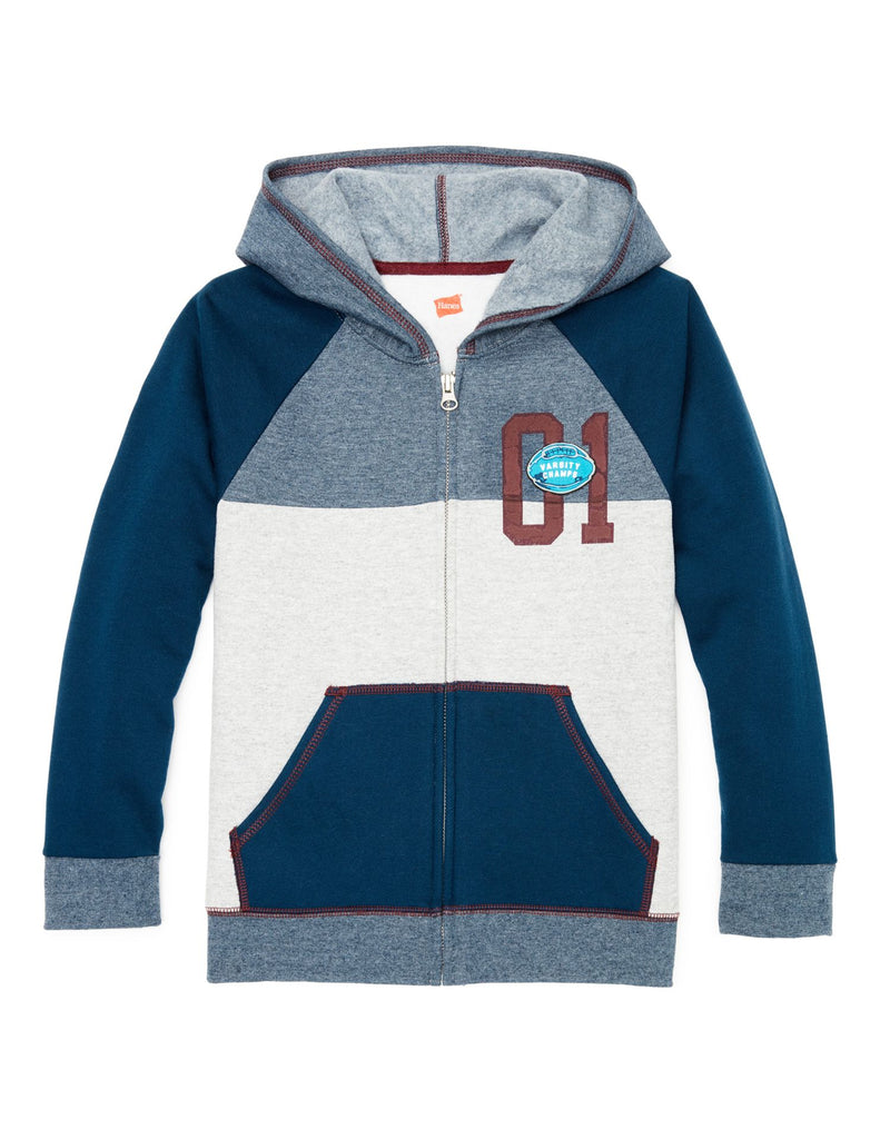 Hanes Boys Graphic Fleece Colorblock Full Zip Hoodie