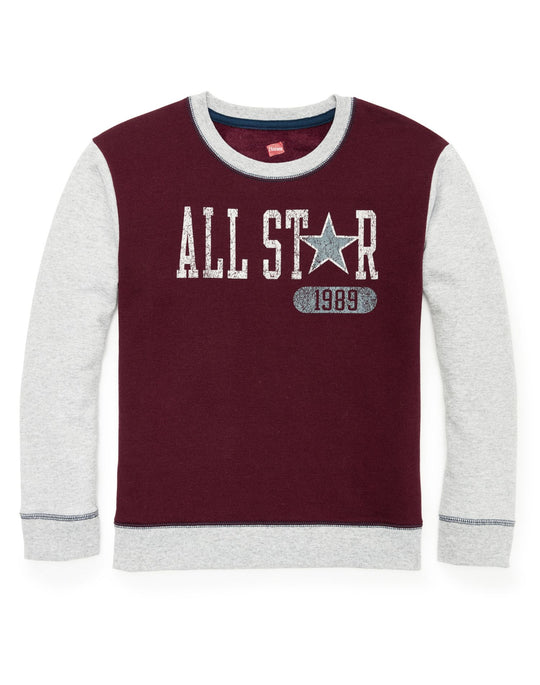 Hanes Boys Graphic Fleece Colorblocked Sweatshirt