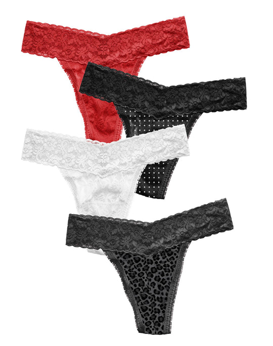 Maidenform Womens One Size 4-Pack Lace Thongs