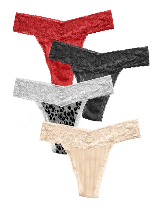 Maidenform Womens One Size 4-Pack Lace Thongs