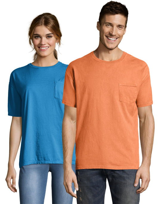Hanes Mens ComfortWash Garment Dyed Short Sleeve Pocket Tee