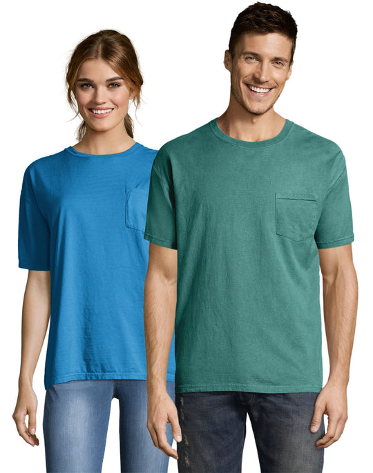 Hanes Mens ComfortWash Garment Dyed Short Sleeve Pocket Tee