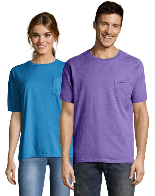 Hanes Mens ComfortWash Garment Dyed Short Sleeve Pocket Tee